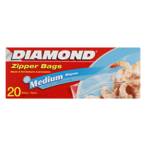 Diamond Zipper Bag Frezr Medum  1x20's (o/bio)