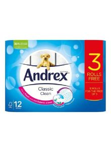 Andrex T/tissue Clsc Cln 9+3 3x12's