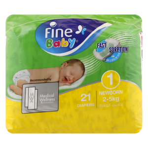 Fine B/diaper Grn New Born #1 6x21's