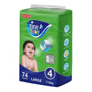 Fine Baby Diapers Grn Spr S/p 74's Large