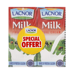 Lacnor Uht Milk Full Cream S/p (4x1ltr) (long Life)