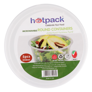 Hotpack M/w Cont Round 250ml 20x5's (w/lid)