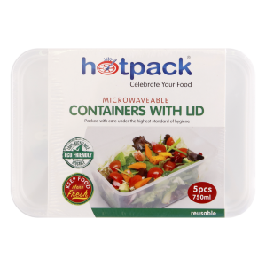 Hotpack M/w Cont Rect 750ml 20x5's (w/lid)