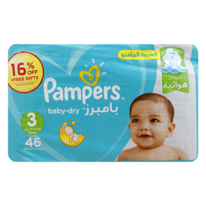 Pampers B/diaper Med (3) 16% 3x46's