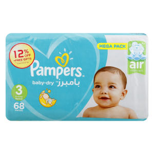 Pampers B/diaper Med (3) 12% 2x68's
